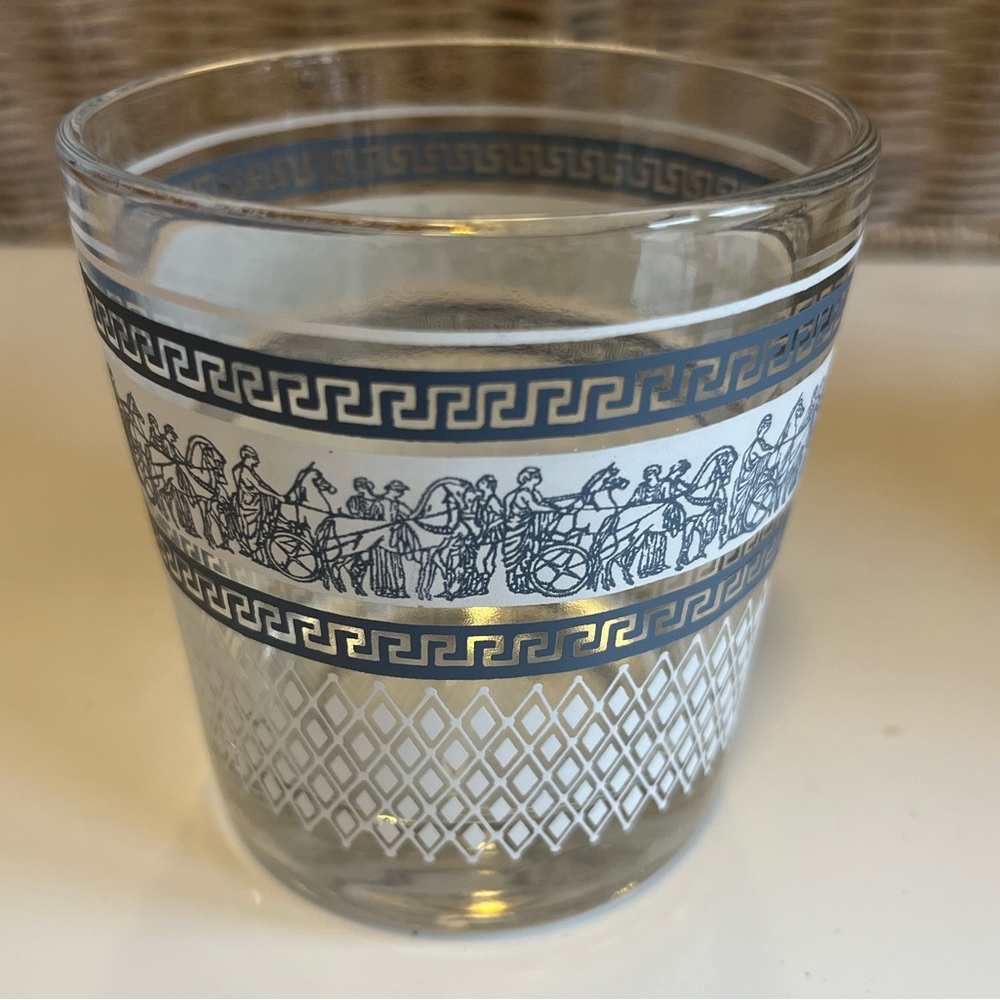 Vintage 1960s Greek key pattern Jeanette Glass Patrician 4 oz Flat Tumbler glass